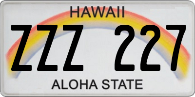 HI license plate ZZZ227