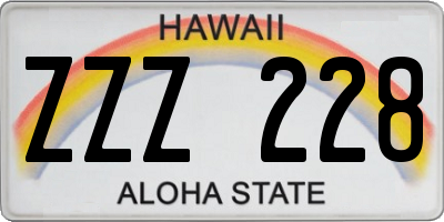 HI license plate ZZZ228