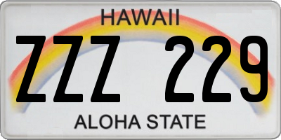 HI license plate ZZZ229