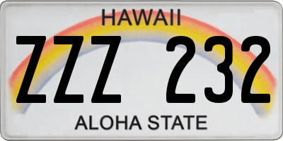 HI license plate ZZZ232