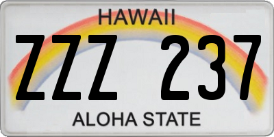 HI license plate ZZZ237