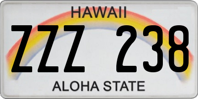 HI license plate ZZZ238