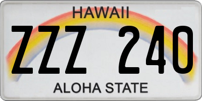 HI license plate ZZZ240