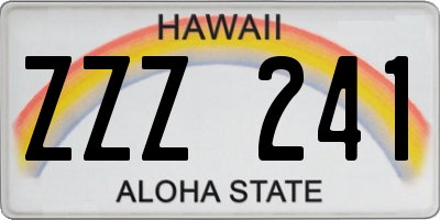 HI license plate ZZZ241