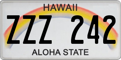 HI license plate ZZZ242