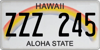 HI license plate ZZZ245