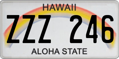 HI license plate ZZZ246