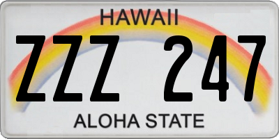 HI license plate ZZZ247