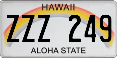 HI license plate ZZZ249