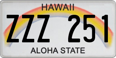 HI license plate ZZZ251