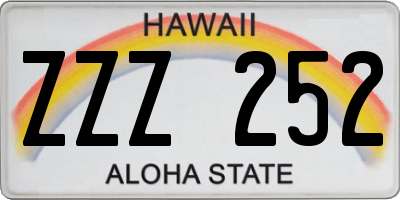 HI license plate ZZZ252