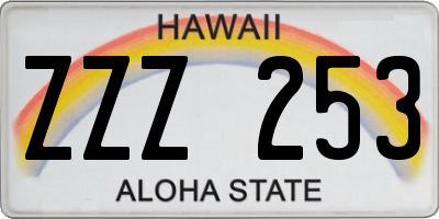 HI license plate ZZZ253