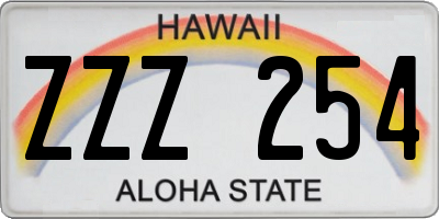 HI license plate ZZZ254