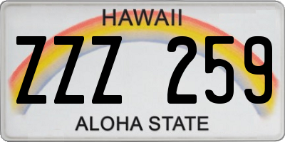 HI license plate ZZZ259