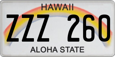 HI license plate ZZZ260