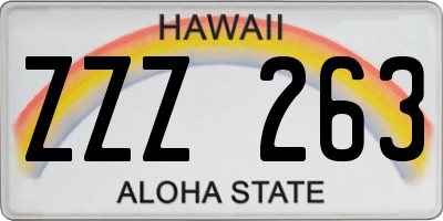 HI license plate ZZZ263