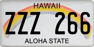 HI license plate ZZZ266