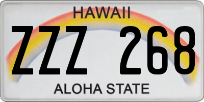 HI license plate ZZZ268