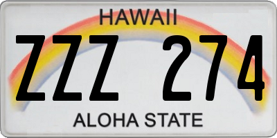 HI license plate ZZZ274