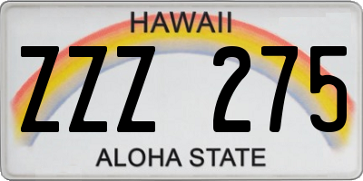 HI license plate ZZZ275