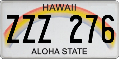 HI license plate ZZZ276