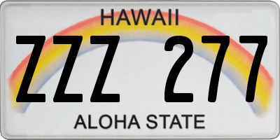 HI license plate ZZZ277