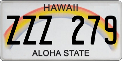 HI license plate ZZZ279