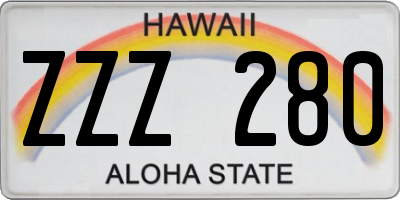 HI license plate ZZZ280