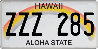 HI license plate ZZZ285