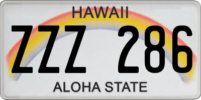 HI license plate ZZZ286