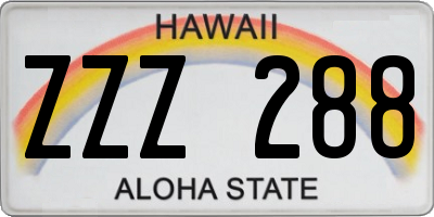 HI license plate ZZZ288