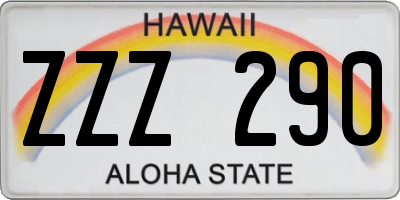 HI license plate ZZZ290