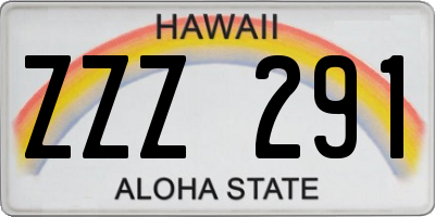 HI license plate ZZZ291