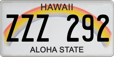 HI license plate ZZZ292