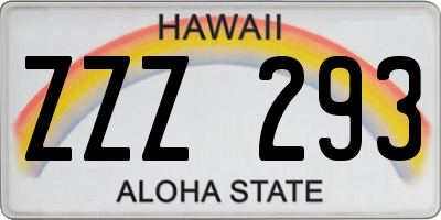 HI license plate ZZZ293