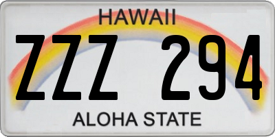 HI license plate ZZZ294