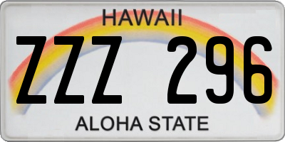 HI license plate ZZZ296