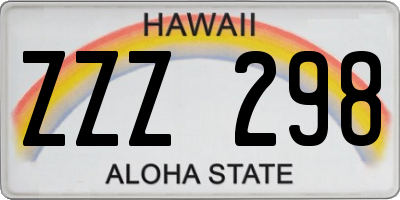 HI license plate ZZZ298