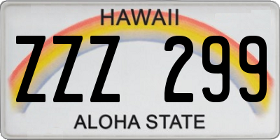 HI license plate ZZZ299