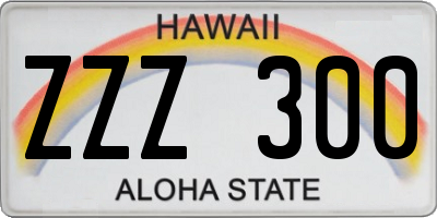 HI license plate ZZZ300