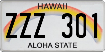 HI license plate ZZZ301