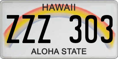 HI license plate ZZZ303