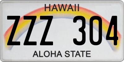 HI license plate ZZZ304