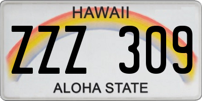 HI license plate ZZZ309