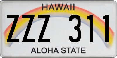 HI license plate ZZZ311