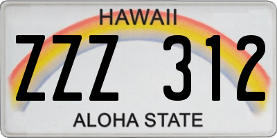 HI license plate ZZZ312