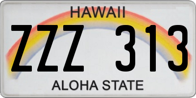 HI license plate ZZZ313