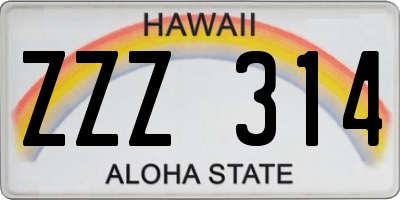 HI license plate ZZZ314