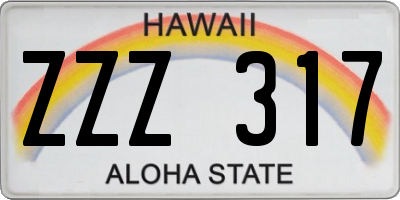 HI license plate ZZZ317