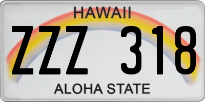 HI license plate ZZZ318